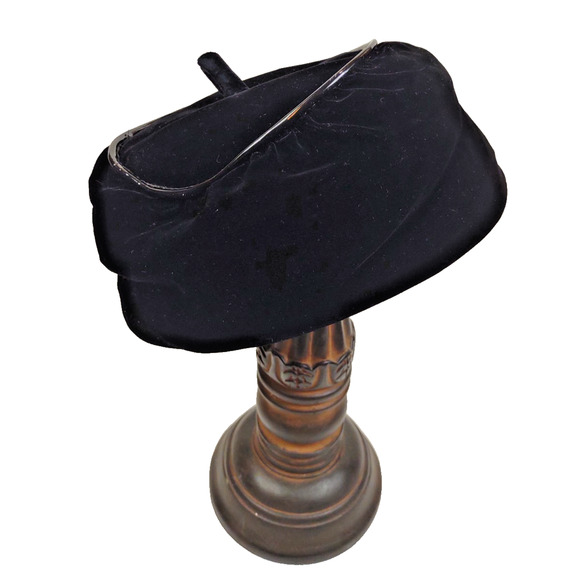 Vintage Christian Dior Chapeaux Black Velvet Hat Cap w Topper 1950s Designer main image 6